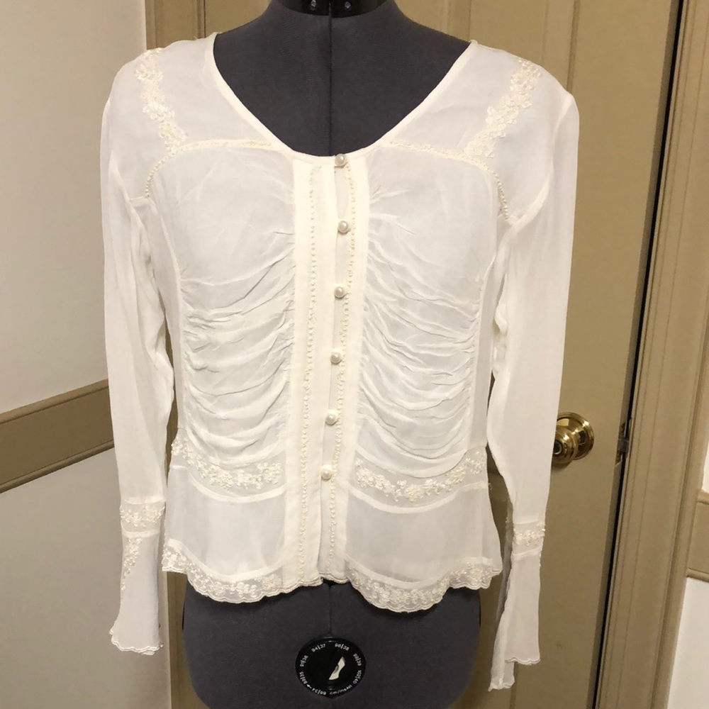 Soft Surroundings beaded embroidered blouse small